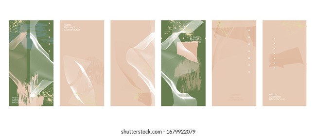 Pastel muted pale calm tones card templates set. Collection of romantic invitations with background lines colors