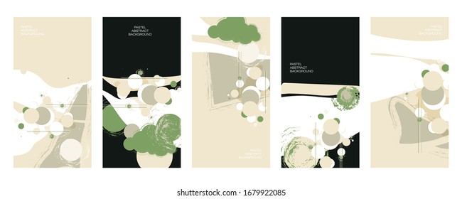 Pastel muted pale calm tones card templates set. Collection of romantic invitations with background lines colors