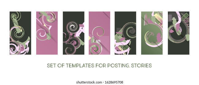 Pastel muted Set of patterns for posting for social media stories. Trending colors
