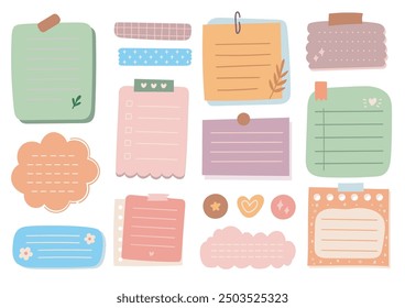 Papel Pastel Nota y Papelería Set - Ilustraciones Doodle lindas