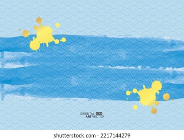 pastel ocean blue with oriental and yellow water drop tropical summer theme background for advertisement brochure template banner website cover product package design presentation vector eps.