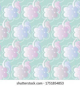 Pastel ombre floral seamless vector pattern. Decorative girly surface print design with spring blooms. For fabrics, stationery, wrapping paper, and packaging.