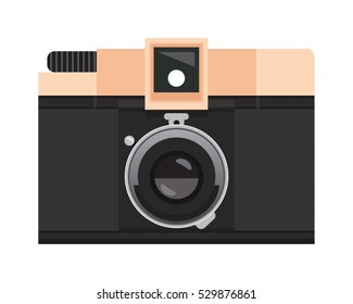 Pastel Orange and Black Retro Analog Camera, Classic LoFi Film, Vintage Photography Clip Art Set