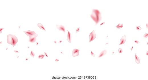 Pastel orange petals falling on abstract floral background with beautiful petal greeting card design. Vector illustration