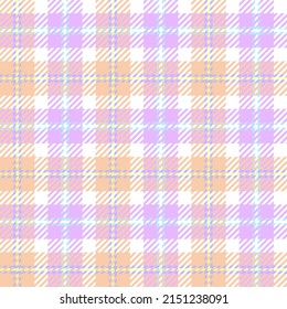 Pastel orange and pink gingham plaid. Seamless vector tartan pattern suitable for fashion, home decor and stationary.