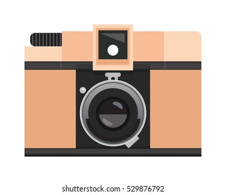 Pastel Orange Retro Analog Camera, Classic LoFi Film, Vintage Photography Clip Art Set