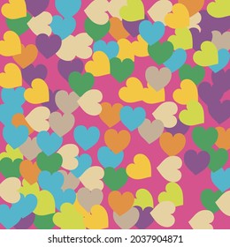 Pastel Orange Simple Romantic Wedding Art. Purple Beige Multicolor Trendy Detailed Fabric. Colorful Blue Hearts Love Confetti Vector Style. Bright Modern Pink Saint Valentine Modern Design.