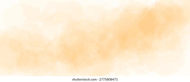 Pastel orange watercolor effect background. Soft autumn color blurred paint splashes wallpaper for birthday or wedding design. Light wet watercolour gradient texture. Vector organic marble backdrop