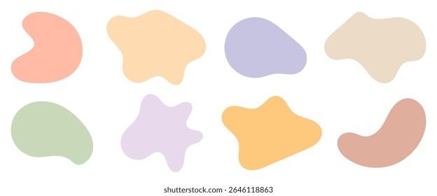 Pastel Organic Blob Shapes Collection. Soft Abstract Minimalist Elements for Modern Design and Backgrounds