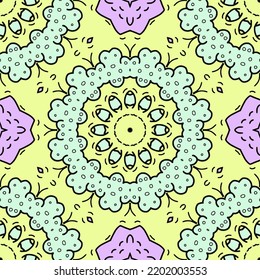 pastel ornate seamless pattern abstract floral tile motif arabic design element art mediterranean pottery print