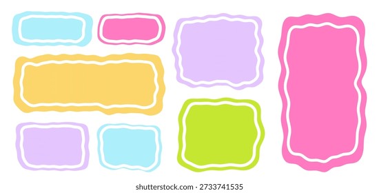 Conjunto de forma de rectángulo ondulado con contorno pastel