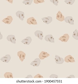 Pastel pale palette seamless pattern with skull doodle silhouettes. Halloween backdrop. Stock illustration. Vector design for textile, fabric, giftwrap, wallpapers.