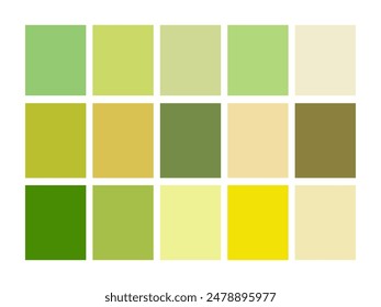 pastel palette color set include fifteen colors for modern minimalist design. spring season green theme