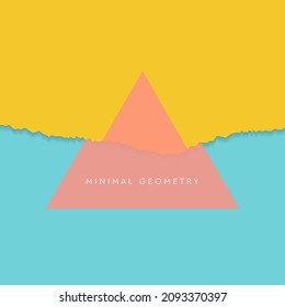 Pastel paper concept minimal background with ragged edge and triangle. Vector design