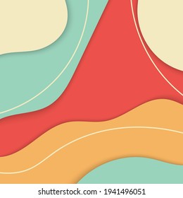 pastel paper cut abstract design background template with summer color