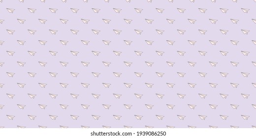 Pastel paper plane seamless repeat pattern vector background, origami planes
