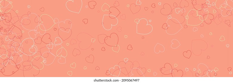 Pastel Party Bright Red Multicolor Simple Romantic Pic. Pink Hearts Confetti Modern Art Pattern. Love Colorful Silhouettes Transparent Vector Modern Design. Neon Orange Rainbow Yellow White Print.