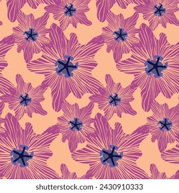 Pastel passiflora floral seamless pattern