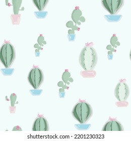 pastel pattern with cactus motifs, perfect for covers, greeting cards, decorative paper.eps