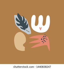 Pastellmuster Komposition mit floralen Formen und Flecken. Design-Elemente sammeln. Handgezeichneter Hintergrund für Ihr Design. Gut für Grafikdesign, Zimmerposter, Kissen-Druck. Vektorillustration