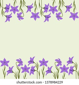 Pastel pattern - delicate flowers lilac bells on a light azure background. EPS Vector file