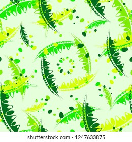 Pastel pattern of delicate leaves and petals of garden plants in greenish tones. For paper, cloth or organic products.
