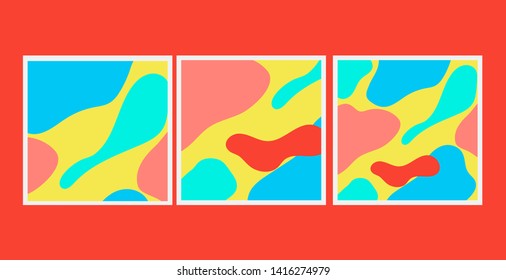 Pastel pattern in memphis style. Modern wallpaper in trendy colors. Organic background texture with spots and blots.