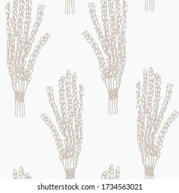 Pastel Pattern with Plant. Elegant Flower Style Fabric Pattern Background. Hand Drawn Floral Pattern fabric, gift wrap, wall art design.Bouquet with wheat