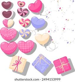 
pastel pattern valentine heart gift clipart vector.