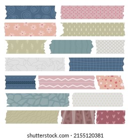 Pastel Pattern Vintage Washi Tape Ripped Paper with torn colorful clip art for sticker or stationary texture