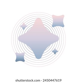 Pastel Peach and Blue Sparkle Star Symbol, Flat Style