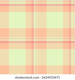 Pastel peach and lime plaid pattern.  Soft, seamless texture ideal for textile design, fashion, or website backgrounds.  Evokes feelings of warmth, spring, and gentle femininity.