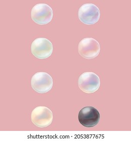 Pastel Pearls Set, Elegant Jewels, Natural Beads from Sea Mollusks, Seashell Products, Glowing Pearls, Organic Gems, Luxury Jewelry