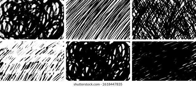 Pastellstifttextur, Vektorhintergrund. Abstrakte handgezeichnete Doodle Skizze Linien Hintergrundkollektion. Freihandzeichnung mit Stroke scribble