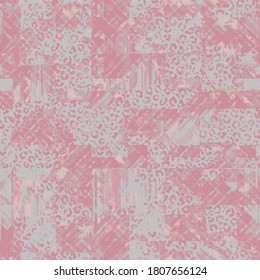pastel pink, abstract trendy leopard  skin with tartan seamless in vector