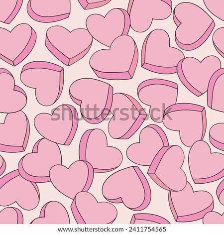 Pastel Pink aesthetic hearts vector seamless pattern. Saint Valentines Day romantic love background.