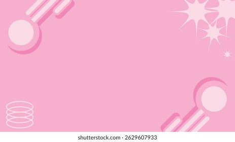Pastel Pink Background with Flat Flying Comet in Both Ways and Pop Modern Decorations