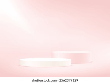 Pastel pink background vector 3d with podium. products display 3d background podium. Space for selling products on the website. Vector illustration.