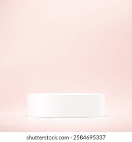 Pastel pink background vector 3d with white podium Space for selling products on the website. Display of cosmetic products. Stage or podium. Product display background. Vector illustration.