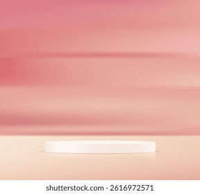 Pastel pink background vector 3d with white podium. 3d abstract studio room with pedestal podium. Space for selling products on the website. Vector illustration.