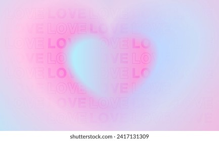 Pastel pink and blue background for valentine day festival design. soft heart shape frame design and words of love. happy valentine's day greeting cards. trendy gradients. vector design.