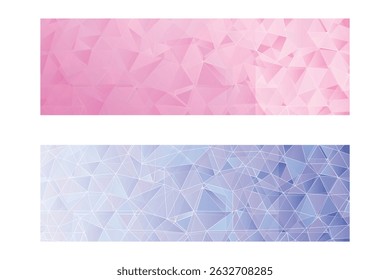 Pastel pink and blue geometric patterns, polygonal background, modern low poly design