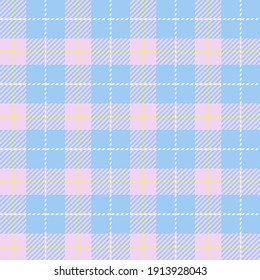 Pastel pink and blue gingham plaid. Seamless vector check pattern suitable for fashion, interiors, children’s product and Easter decor