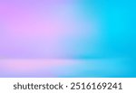 Pastel pink blue gradient studio background, empty room to display products, sweet tone wallpaper and floor for advertising scene, dance floor.