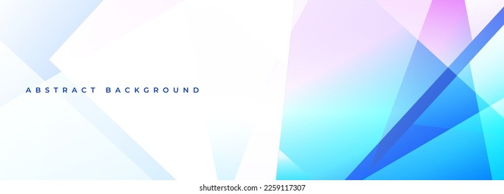 Pastel pink and blue modern abstract wide banner with geometric shapes. Pink and blue abstract background. Vector illustration