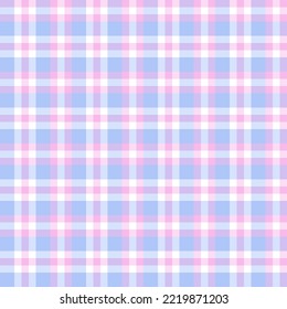 Pastel pink, blue and white mini plaid. Seamless vector check pattern suitable for fashion, home decor and stationary.