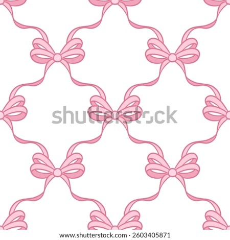 Pastel pink bow pattern, seamless repeating cute ribbon repeat tile