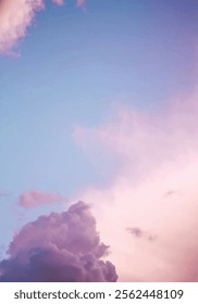 Pastel pink clouds vector sky. cotton clouds. vector Pink and Blue Sky at Sunset.