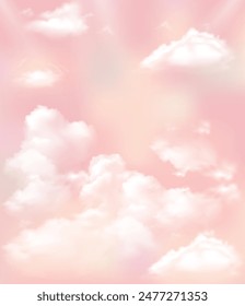 Pastel pink clouds vector sky.cotton clouds.