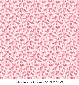 Pastel pink color 3D triangle in polygon background. Soft mosaic and tile texture design. vector illustration.